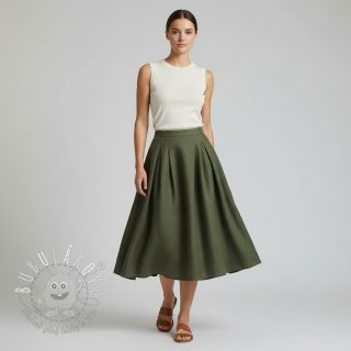 Ľan predpraný forest green