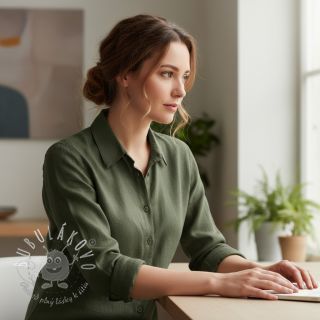 Ľan predpraný forest green