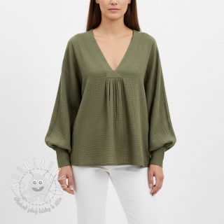 Dvojitá gázovina/mušelín dark moss green