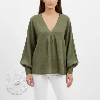 Dvojitá gázovina/mušelín dark moss green
