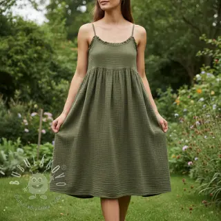 Dvojitá gázovina/mušelín dark moss green