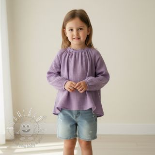 Dvojitá gázovina/mušelín dark lilac ORGANIC