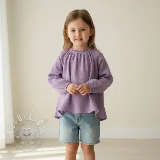 Dvojitá gázovina/mušelín dark lilac ORGANIC