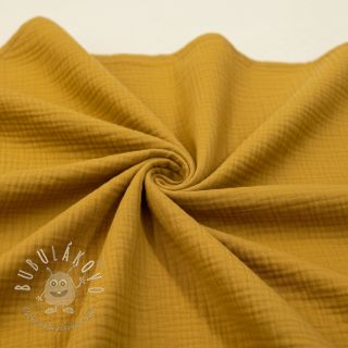Dvojitá gázovina/mušelín dark ochre ORGANIC