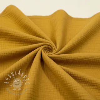 Dvojitá gázovina/mušelín dark ochre ORGANIC