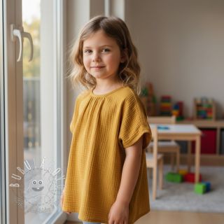 Dvojitá gázovina/mušelín dark ochre ORGANIC