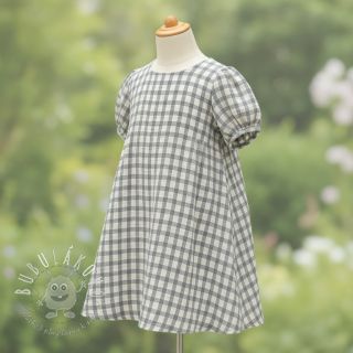 Dvojitá gázovina/mušelín LINEN YARN DYED Checks grey natural