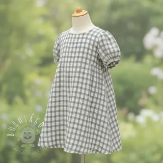 Dvojitá gázovina/mušelín LINEN YARN DYED Checks grey natural