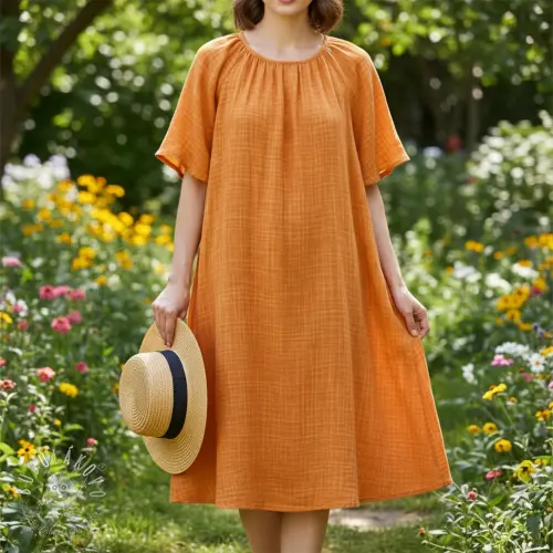 Dvojitá gázovina/mušelín Vintage orange