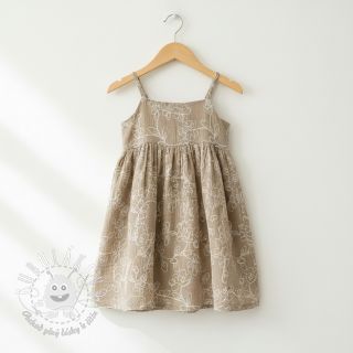 Dvojitá gázovina/mušelín EMBROIDERY Climbing flowers beige