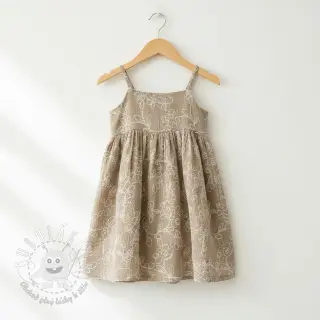 Dvojitá gázovina/mušelín EMBROIDERY Climbing flowers beige
