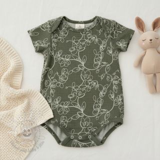 Dvojitá gázovina/mušelín EMBROIDERY Climbing flowers pickle