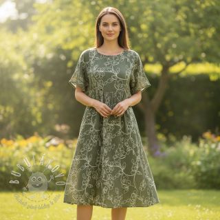 Dvojitá gázovina/mušelín EMBROIDERY Climbing flowers pickle