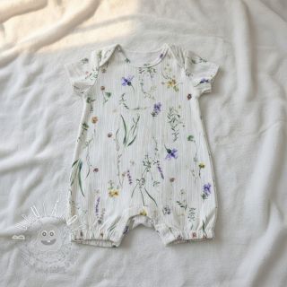 Dvojitá gázovina/mušelín French flowers natural digital print