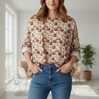 Dvojitá gázovina/mušelín Little farm animals design D digital print