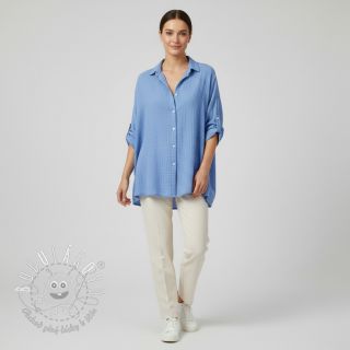 Dvojitá gázovina/mušelín royal blue ORGANIC