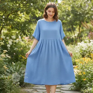 Dvojitá gázovina/mušelín royal blue ORGANIC
