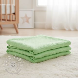 Dvojitá gázovina/mušelín light lime ORGANIC