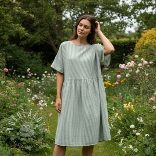 Dvojitá gázovina/mušelín YARN DYED Stripes old green