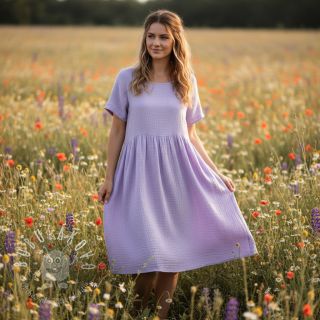 Dvojitá gázovina/mušelín bright violet ORGANIC