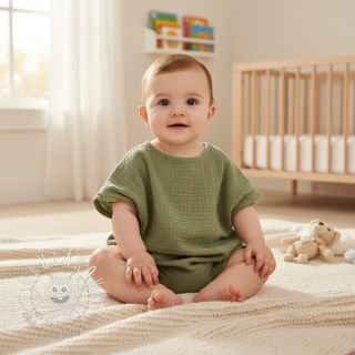 Dvojitá gázovina/mušelín moss green ORGANIC