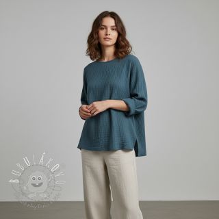 Dvojitá gázovina/mušelín indigo ORGANIC