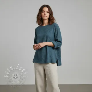 Dvojitá gázovina/mušelín indigo ORGANIC