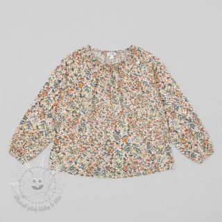 Dvojitá gázovina/mušelín Oldstyle flowers white digital print