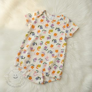 Dvojitá gázovina/mušelín Retro flowie ecru