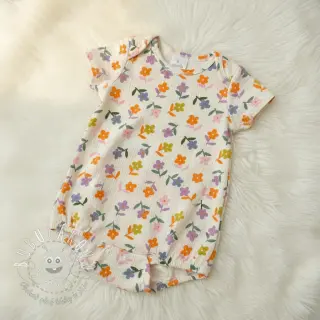 Dvojitá gázovina/mušelín Retro flowie ecru