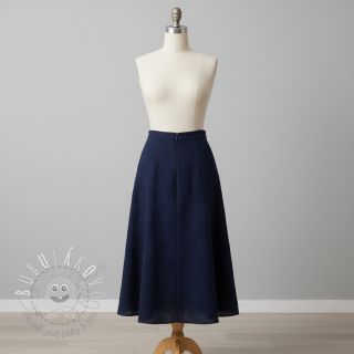 Dvojitá gázovina/mušelín EMBROIDERY Flowers navy