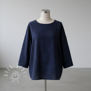 Dvojitá gázovina/mušelín EMBROIDERY Flowers navy