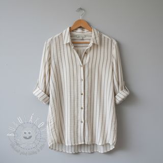 Dvojitá gázovina/mušelín YARN DYED Thin strip beige