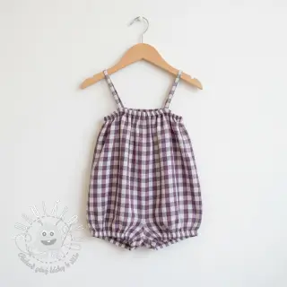 Dvojitá gázovina/mušelín Double sided CHECKS MINI grape