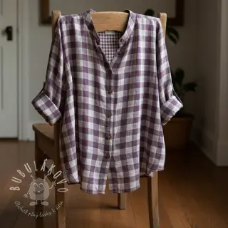 Dvojitá gázovina/mušelín Double sided CHECKS MINI grape