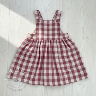 Dvojitá gázovina/mušelín Double sided CHECKS MINI rosewood