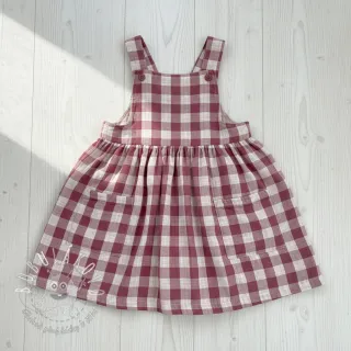 Dvojitá gázovina/mušelín Double sided CHECKS MINI rosewood