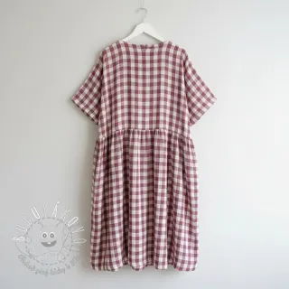 Dvojitá gázovina/mušelín Double sided CHECKS MINI rosewood
