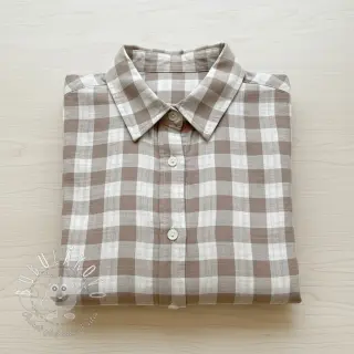 Dvojitá gázovina/mušelín Double sided CHECKS MINI sand