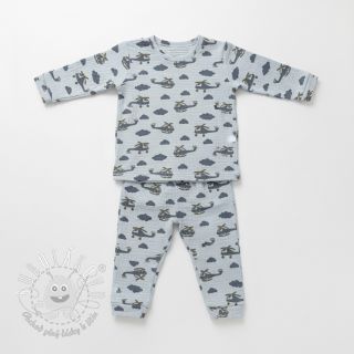 Dvojitá gázovina/mušelín Helicopters light blue