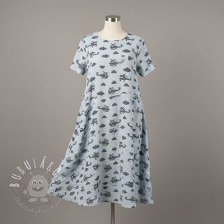 Dvojitá gázovina/mušelín Helicopters light blue