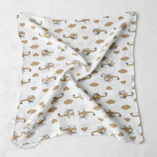 Dvojitá gázovina/mušelín Helicopters off white