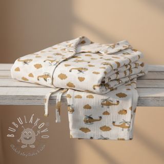 Dvojitá gázovina/mušelín Helicopters off white