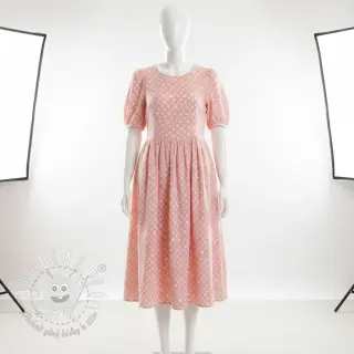 Dvojitá gázovina/mušelín JACQUARD Dots pink