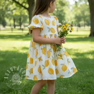 Dvojitá gázovina/mušelín Lemons white