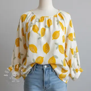 Dvojitá gázovina/mušelín Lemons white