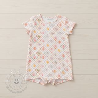 Dvojitá gázovina/mušelín Geo watercolour mauve digital print