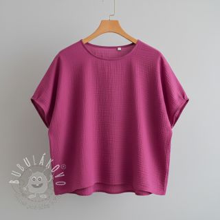 Dvojitá gázovina/mušelín cerise ORGANIC