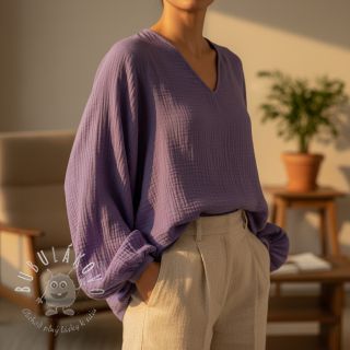 Dvojitá gázovina/mušelín lavender ORGANIC