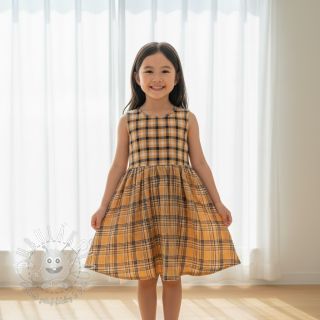 Dvojitá gázovina/mušelín Double sided CHECKS multicolour brown